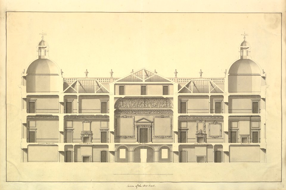 Section of the West Front, Houghton Hall, Norfolk MET DP829082