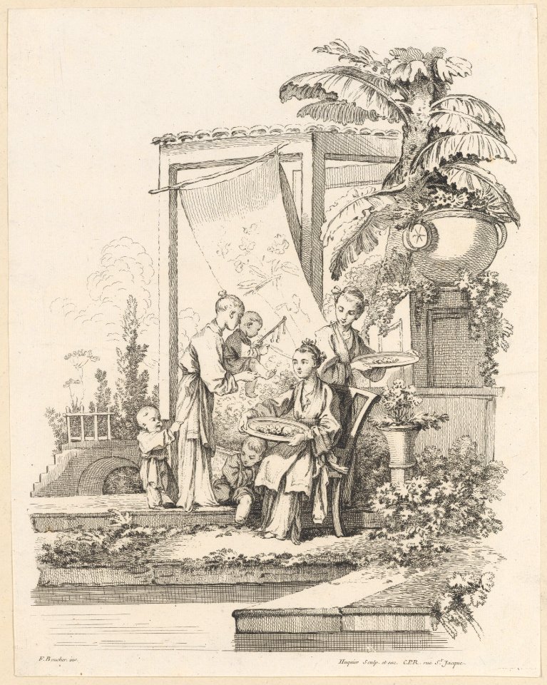 Seated Woman with Children and Servants MET DP224417