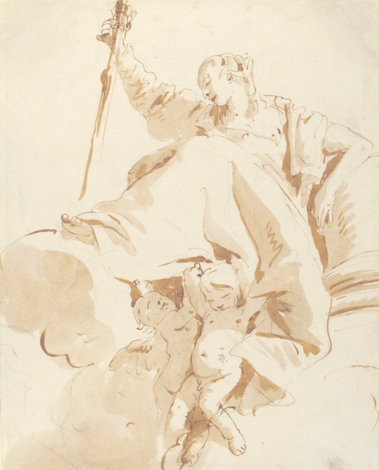 Seated Women Holding Aloft a Sword, and Supported by Two Putti MET 37.165.41