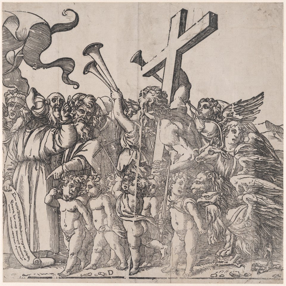 Section D- angels sounding trumpets etc, from The Triumph of Christ MET DP875536
