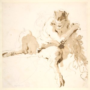 Seated Satyr Holding a Garland MET DP811968