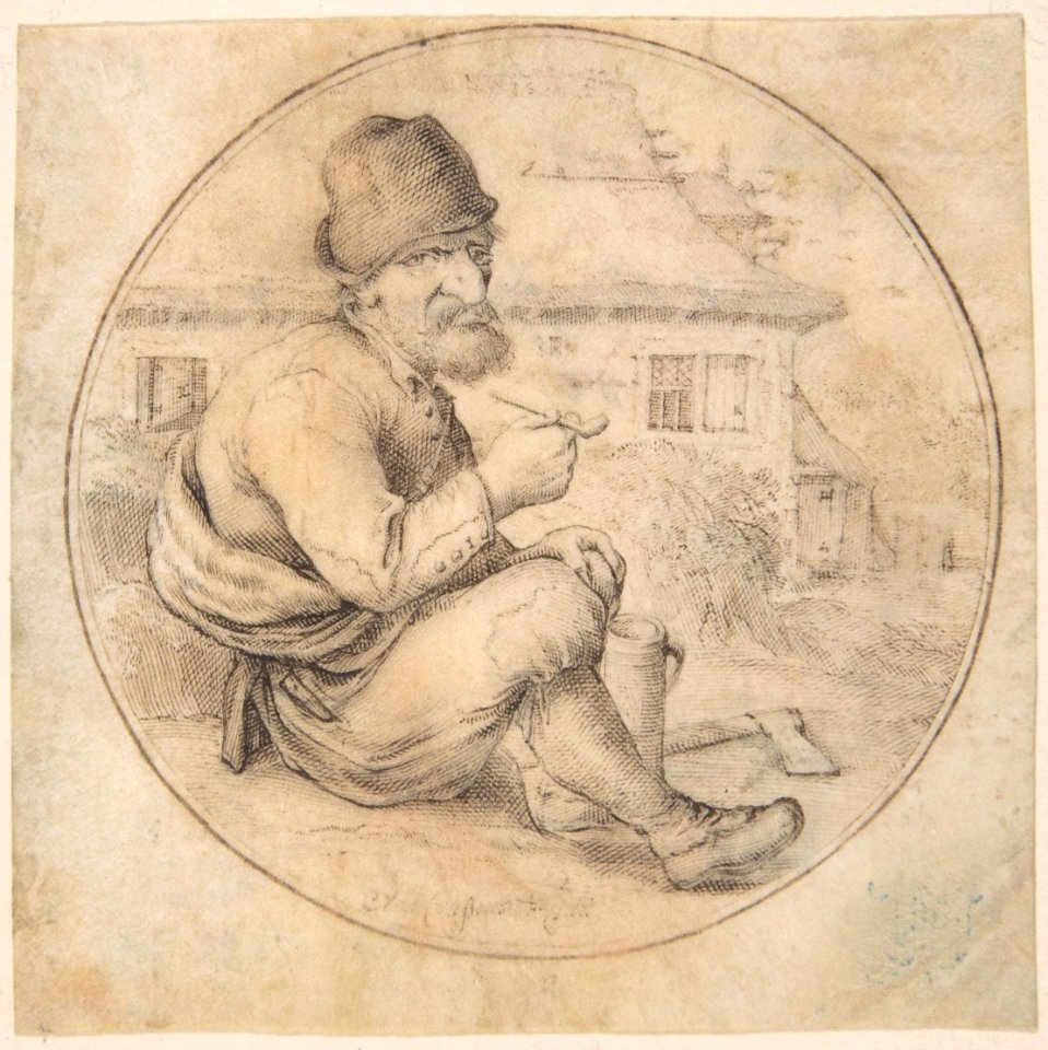 Seated Old Man Holding a Pipe MET DP802075