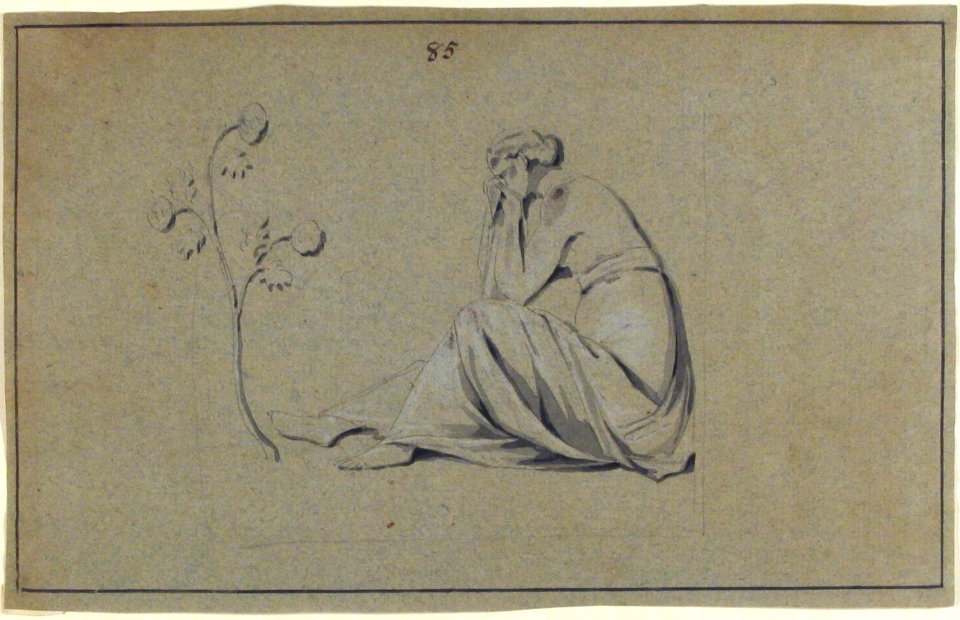Seated Woman Weeping infront of Flowers MET 63.712.28
