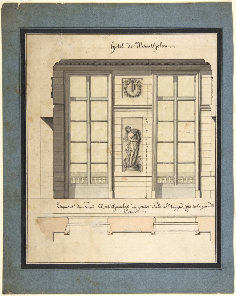 Section and Plan of the Small Dining Room of the Hôtel de Montholon MET DP807376