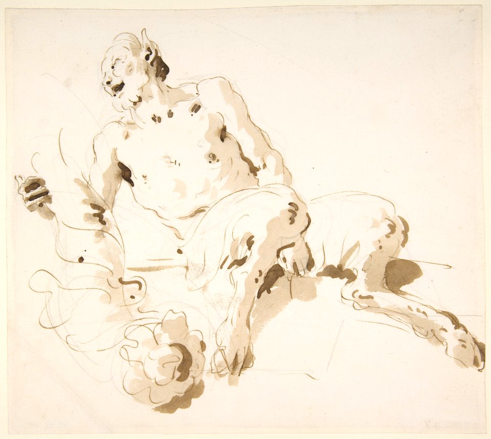 Seated Satyr Holding a Garland MET DP811958