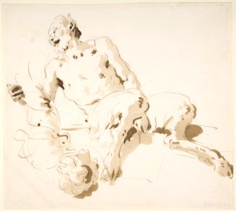 Seated Satyr Holding a Garland MET DP811958