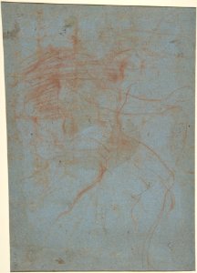 Seated Old Man with Right Arm Upraised (Tithonus) (recto); Seated Nude Youth (figure of Day) (verso) MET DP810212