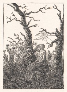 Seated Woman with a Spider's Web (Die Frau mit dem Spinnennnetz zwischen kahlen Baumen) MET DP872947