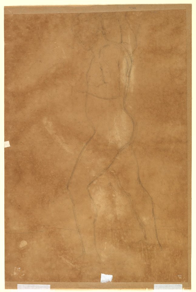 Seated Male Nude; verso, Male Nude Walking MET DP819630
