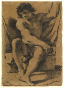Seated Nude Young Man in Nearly Frontal View MET DP820517