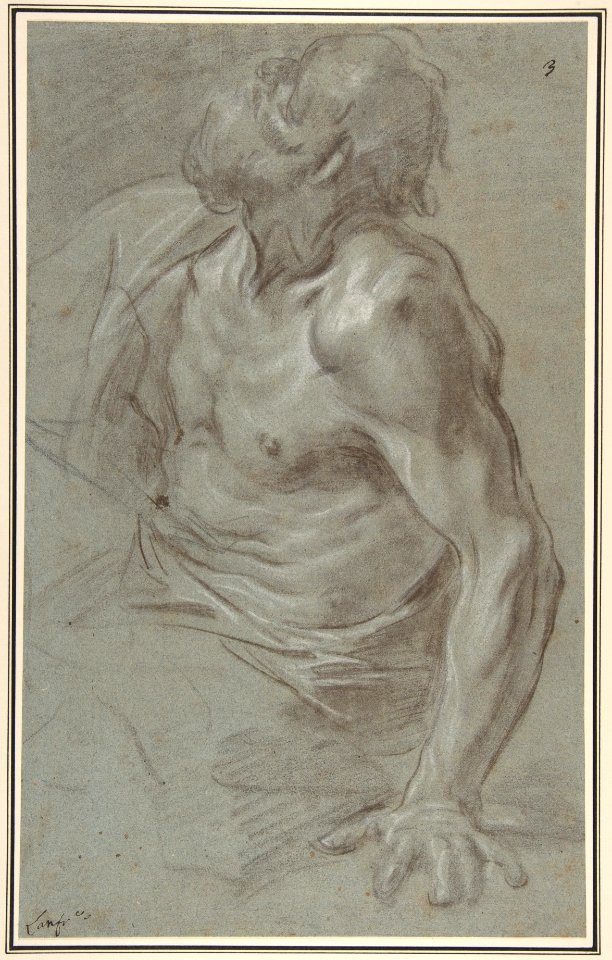 Seated Bearded Male Figure Looking to Upper Left MET DP807853