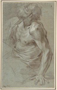 Seated Bearded Male Figure Looking to Upper Left MET DP807853