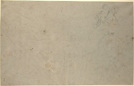 Seated Draped Male Figure (recto); Rough Studies of Putti (verso) MET DP801413