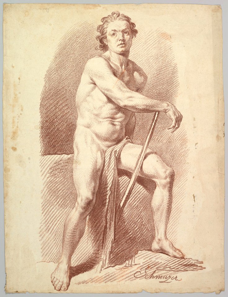 Seated Male Nude Resting on a Stick MET DP819798