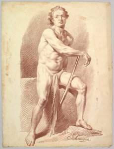 Seated Male Nude Resting on a Stick MET DP819798
