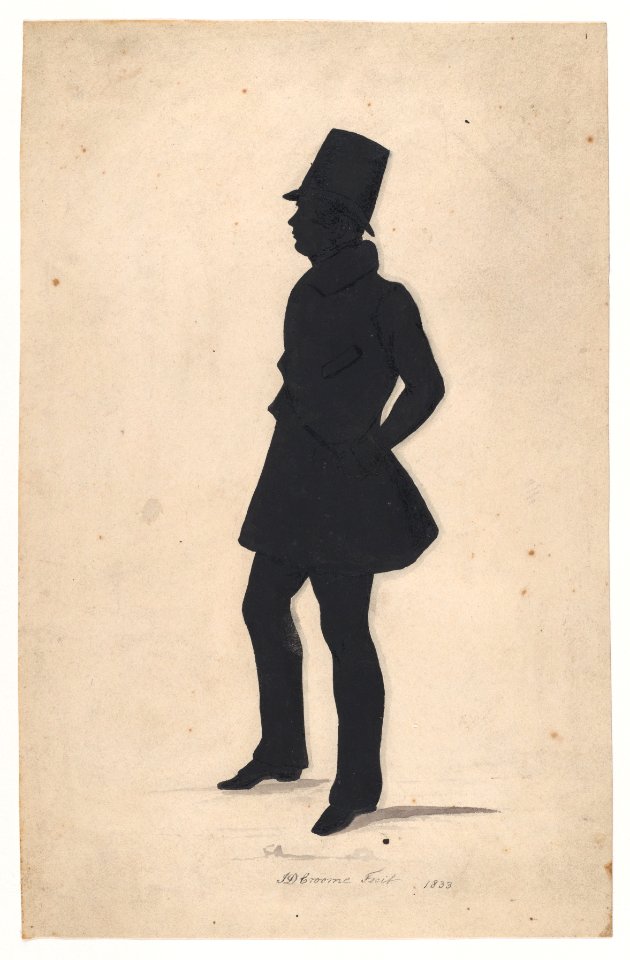 Silhouette of C. J. Croome, full length to left Met DP887392