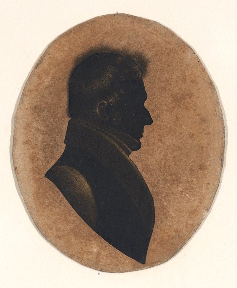 Silhouette of a man in profile to the right Met DP887354