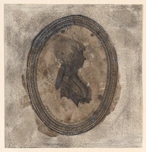 Silhouette of a young woman facing right in an oval frame Met DP887344