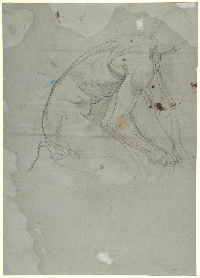 Seated Male Nude (recto); Crouching Male Nude (verso) MET DP805160