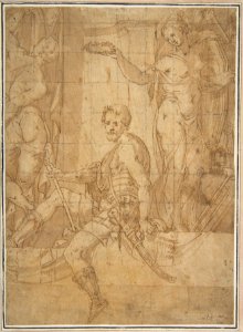 Seated Warrior Between Two Figures MET DP812821