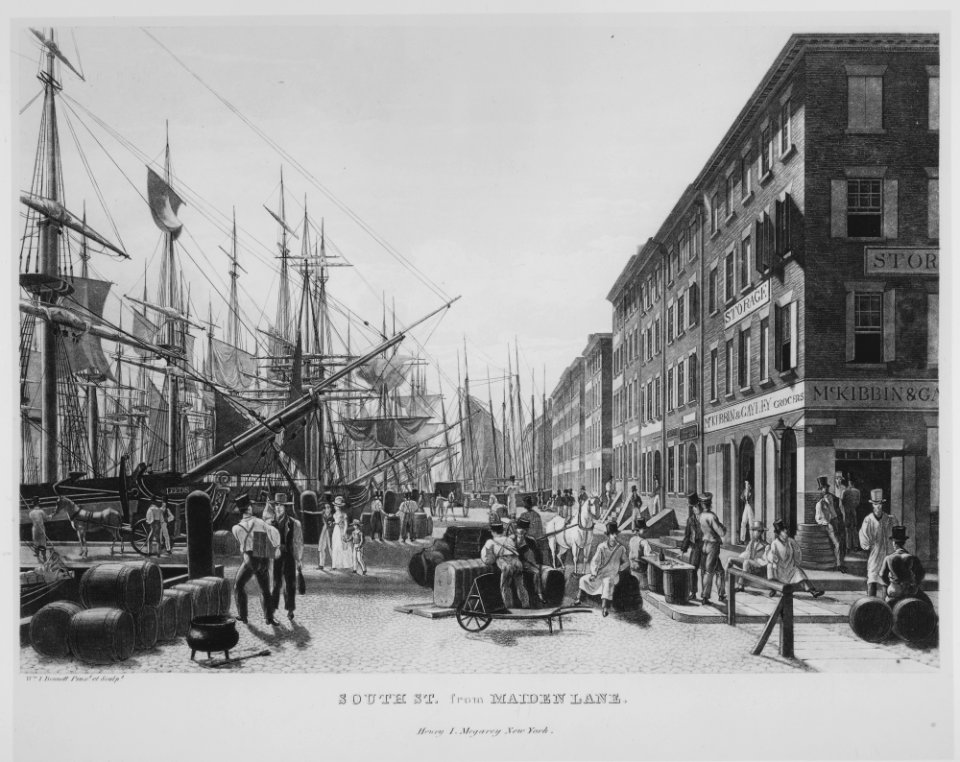 South Street from Maiden Lane, New York, in 1828 MET MM89480