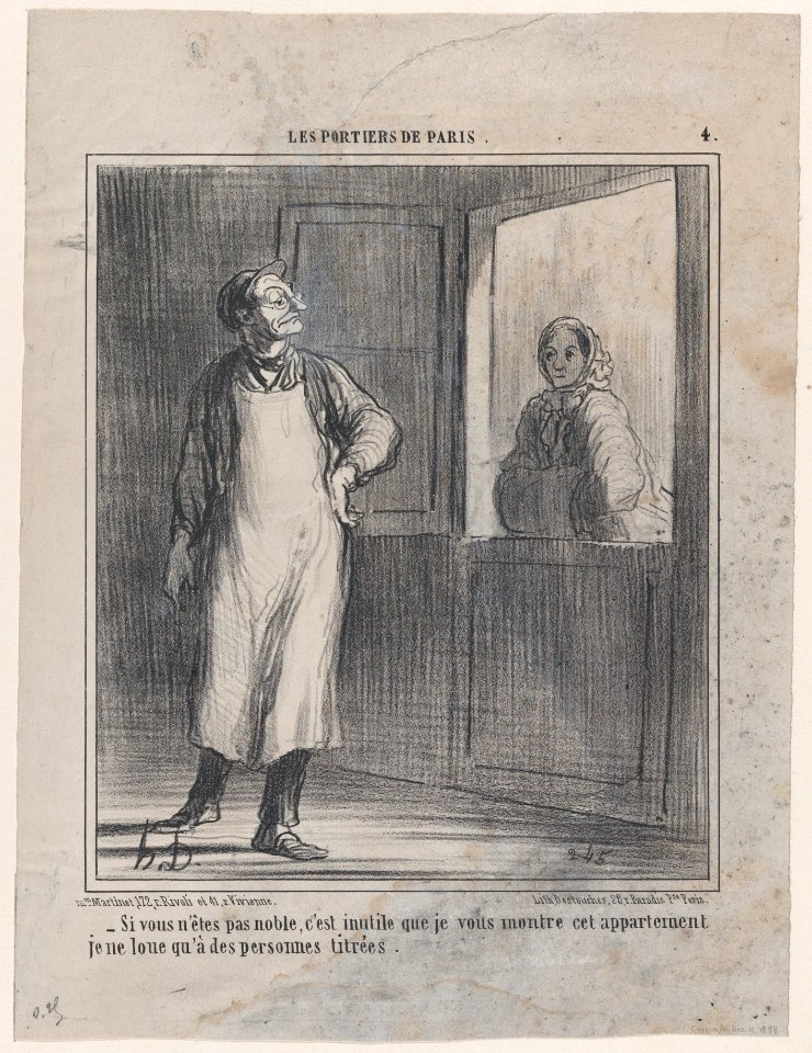 Si vous n'êtes pas noble..., from Les Portiers de Paris, published in Le Charivari, December 11, 1858 MET DP876720