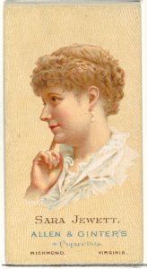 Sara Jewett, from World's Beauties, Series 2 (N27) for Allen & Ginter Cigarettes MET DP838130