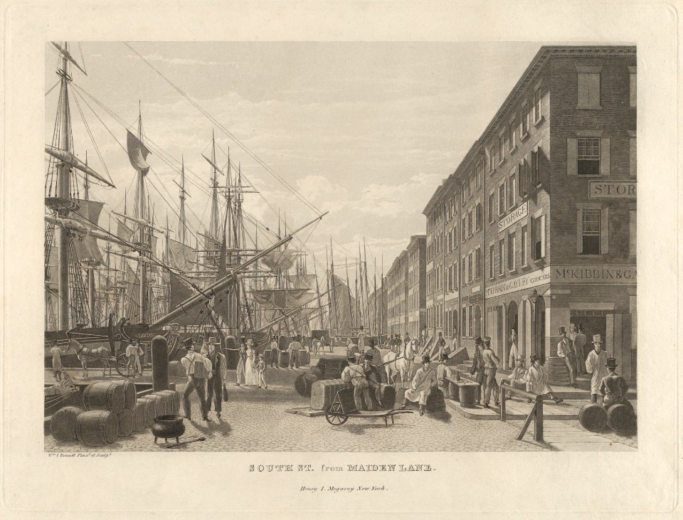 South Street from Maiden Lane, New York, in 1828 MET DP875875