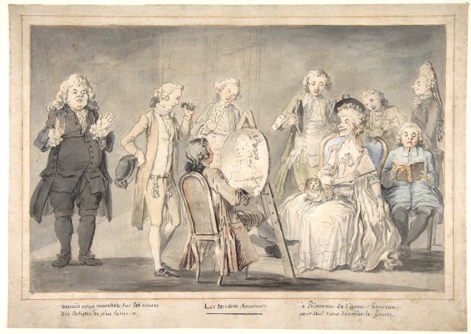 Satirical drawing- Artist Painting an Old Lady's Portrait MET DP810929