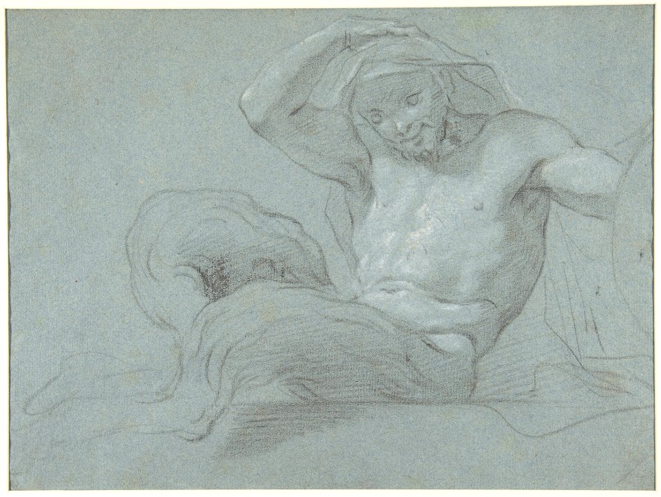 Satyr Reclining on a Ledge, Facing Right (recto); Satyr Reclining on a Ledge, Facing Left (verso) MET DP810086