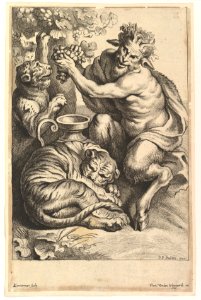 Satyr with Grapes and Two Tigers MET DP828278