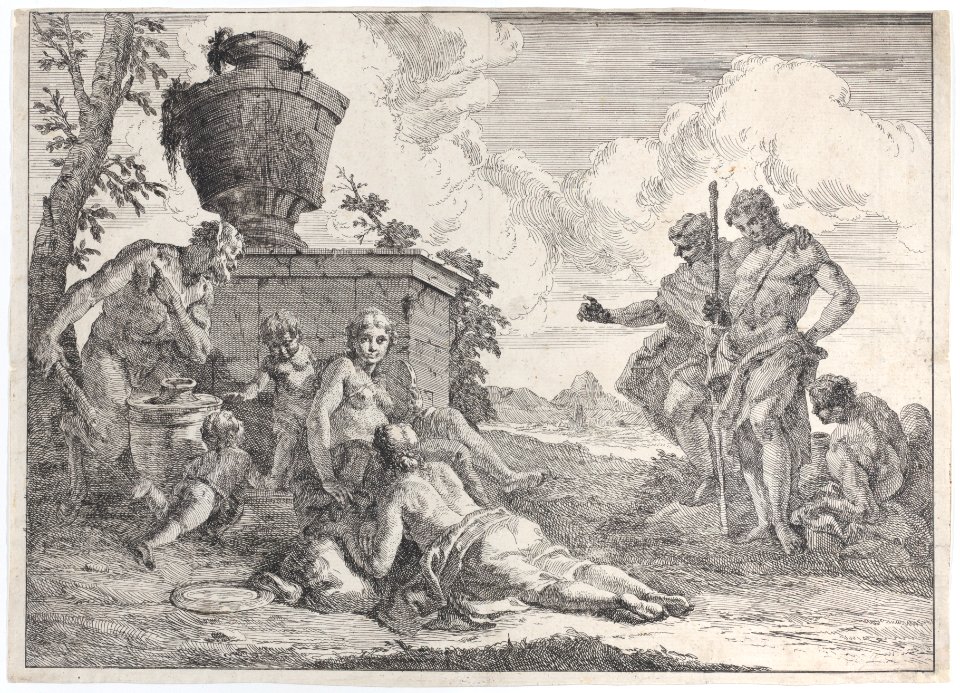 Satyr with Club and Seven Figures, from "Bacchanals and Histories" Met DP885662