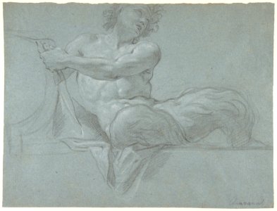 Satyr Reclining on a Ledge, Facing Right (recto); Satyr Reclining on a Ledge, Facing Left (verso) MET DP810085