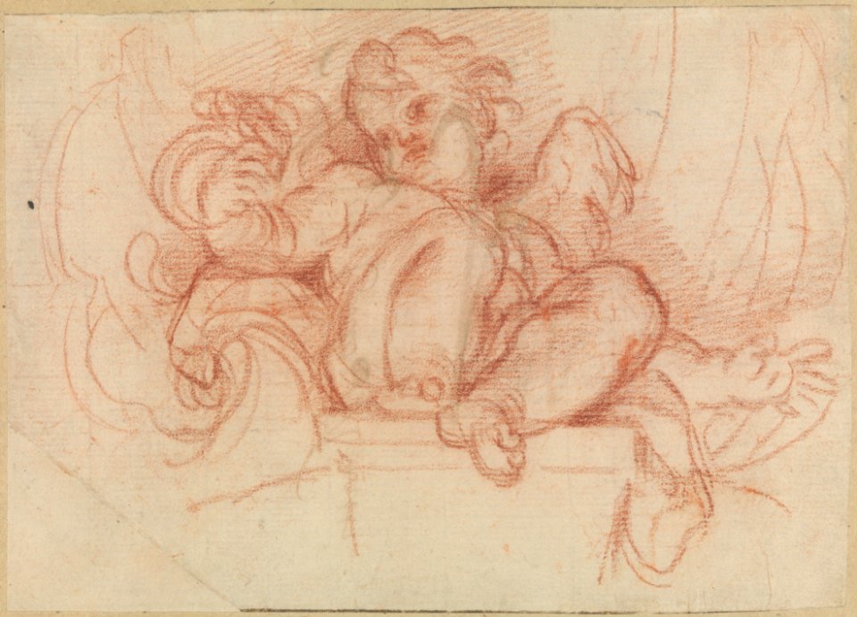 Study of a Putto Seated on a Corbel in a Shell Niche MET DP208758