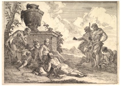 Satyr with Club and Seven Figures, from Bacchanals and Histories MET DP827724