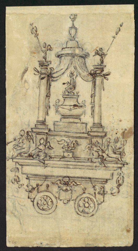 Study of a Kneeling Figure (recto); Design for a Festival Chariot (verso). MET DP115160