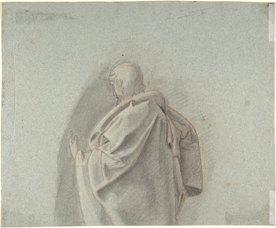 Study of a Kneeling Man; verso- Cropped Study of a Standing Man in a Cloak MET DP801469