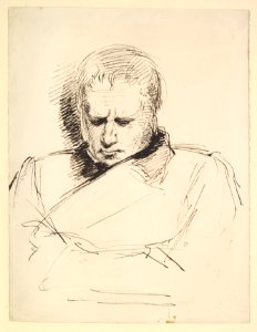 Study of a Man Gazing Down MET DP829456