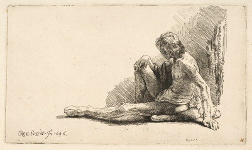 Study from the Nude- Man Seated on Ground, with One Leg Extended MET DP815608