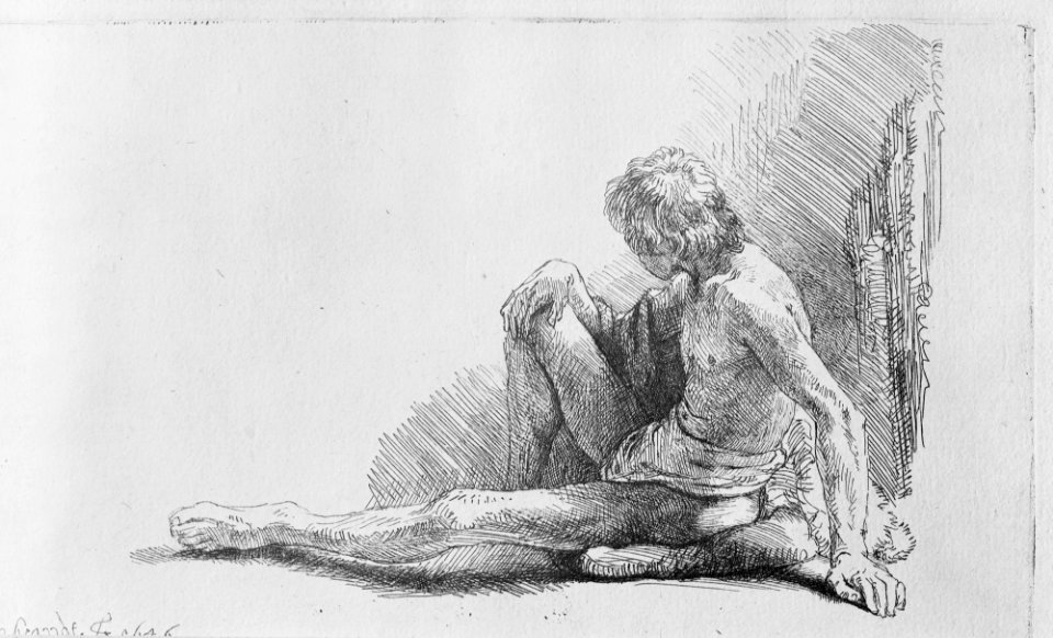 Study from the Nude- Man Seated on Ground, with One Leg Extended MET MM10541