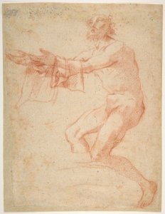 Study for a Raising of Lazarus (recto); half length study of bearded nude male figure, and a man and woman with donkey (verso) MET DP811497