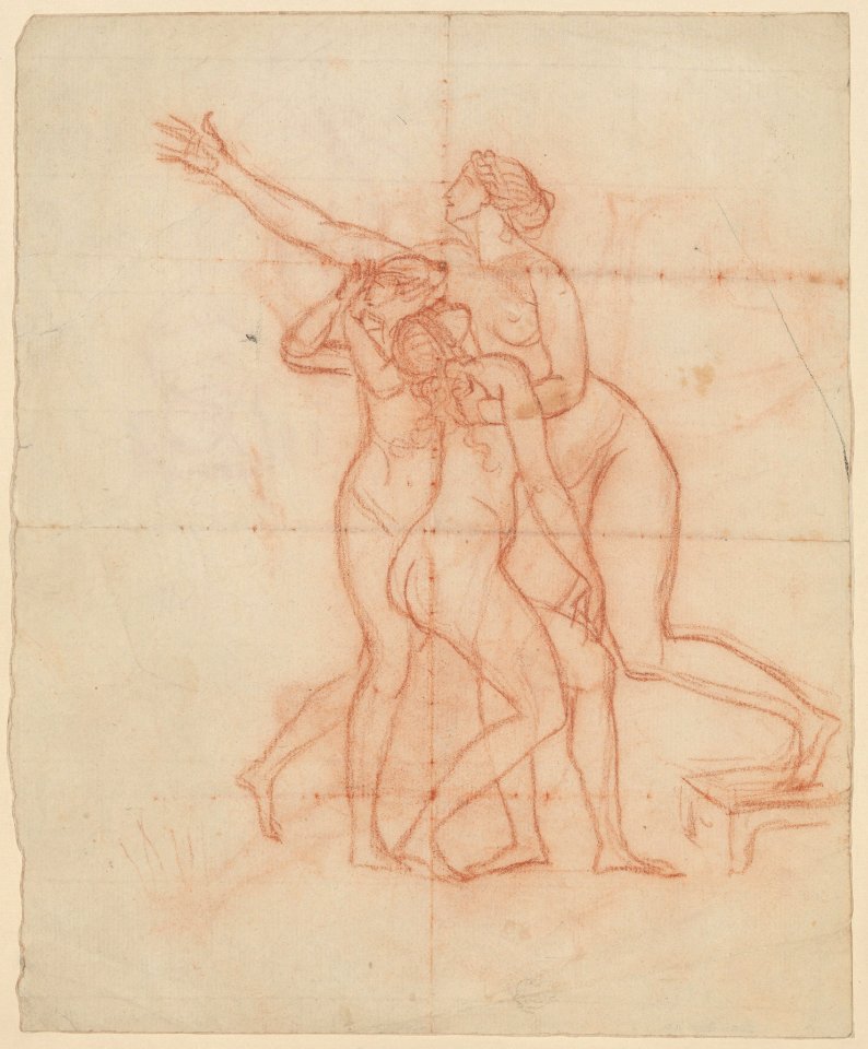Study for the Wife and Daughters of Brutus (recto); Study of a Male Nude (verso) MET DP210694