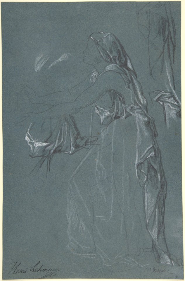 Study for the figure of Sarah in the now-lost painting,Tobias Brings His Bride Sarah to the House of His Father, Tobit, MET DP807354