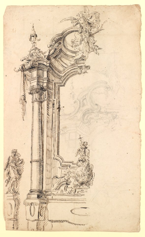 Study for an Altar with a Figure on a Raised Socle at Left; verso- Study for an Altar with a Figure of an Angel or Saint MET DP229512