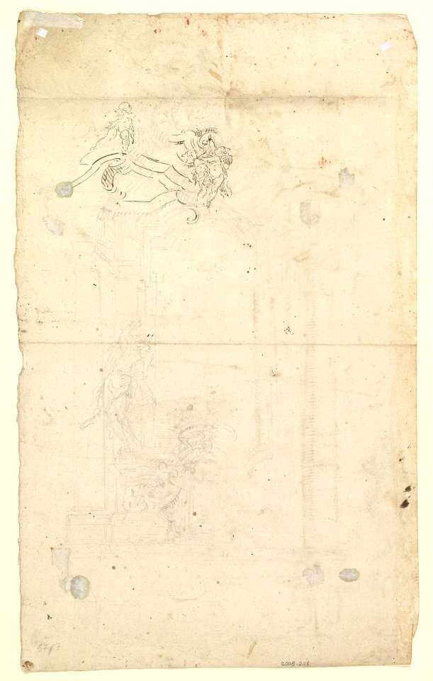 Study for an Altar with a Figure on a Raised Socle at Left; verso- Study for an Altar with a Figure of an Angel or Saint MET DP819628