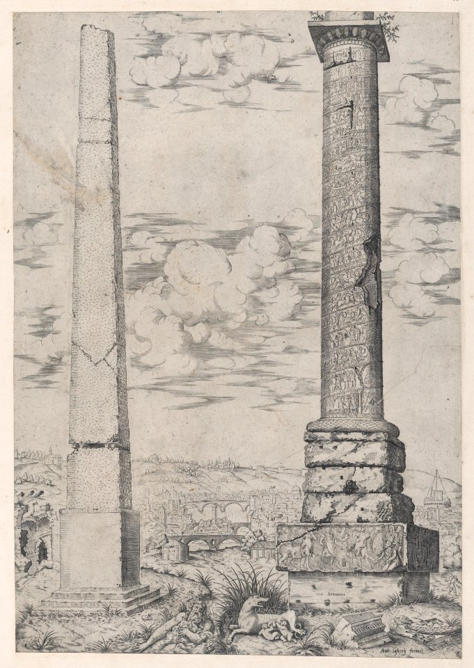 Speculum Romanae Magnificentiae- Column of Antoninus and a Roman Obelisk MET DP870469