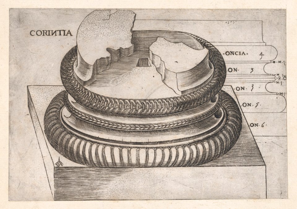 Speculum Romanae Magnificentiae- Corinthian base from the Temple of Mars Ultor, Rome MET DP870165
