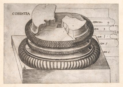 Speculum Romanae Magnificentiae- Corinthian base from the Temple of Mars Ultor, Rome MET DP870165