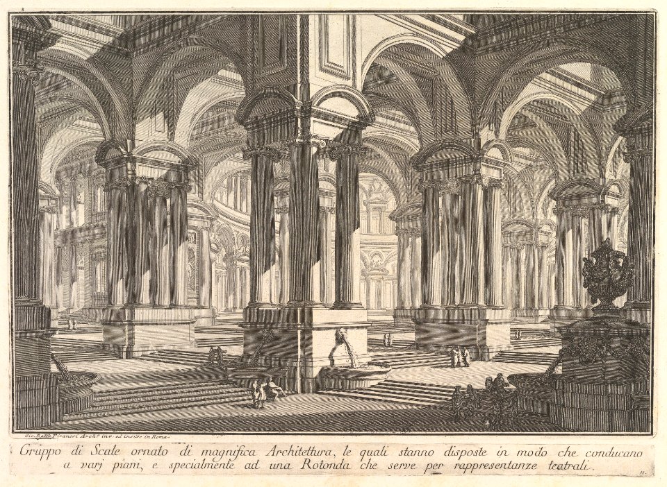 Stairways adorned by magnificient architecture . . . (Gruppo di Scale ornato di magnifica Architettura . . .) MET DP827986