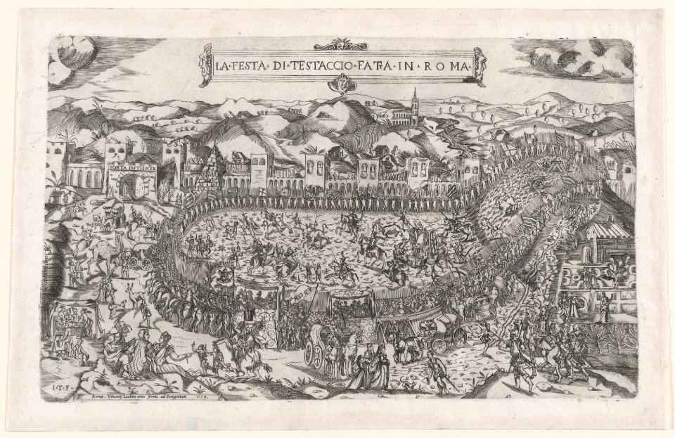Speculum Romanae Magnificentiae- Carnival games held in the Mount Testaccio in Rome MET DP870343